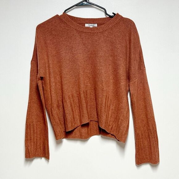 MADEWELL Ayres Wide Sleeve Alpaca Blend Pullover Sweater In Heather Cumin Sz XS - Picture 2 of 8